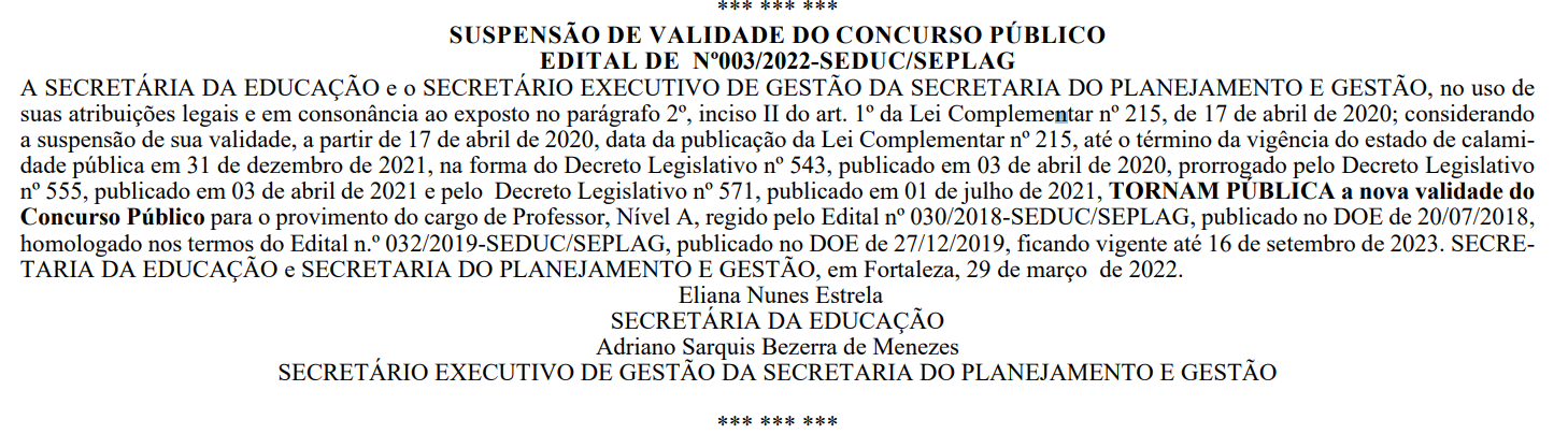 Concurso Seduc CE comissão formada 200 vagas