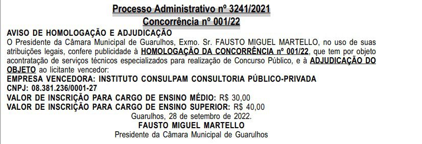 Concurso C Mara De Guarulhos Sp Banca Definida Veja