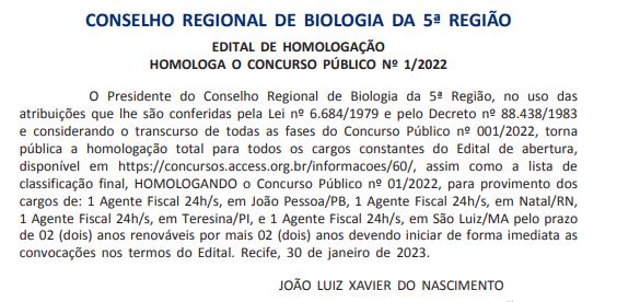 Concurso Crbio Homologado Confira Agora