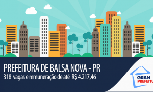 Prefeitura de Balsa Nova – PR divulga edital com 318 oportunidades para todos os níveis de escolaridade!