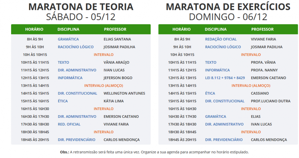 Cronograma Maratona