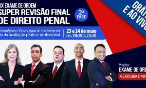 É hoje. Super revisão gratuita de Direito Penal para o XIX Exame de Ordem. Não Perca!