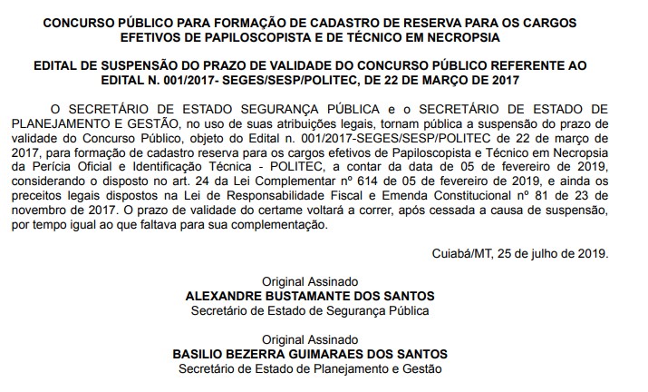 concurso politec mt - suspensao