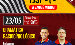 Aulão Gramática e Raciocínio Lógico para o TJSP. É daqui a pouco, a partir das 19 horas. Não perca!