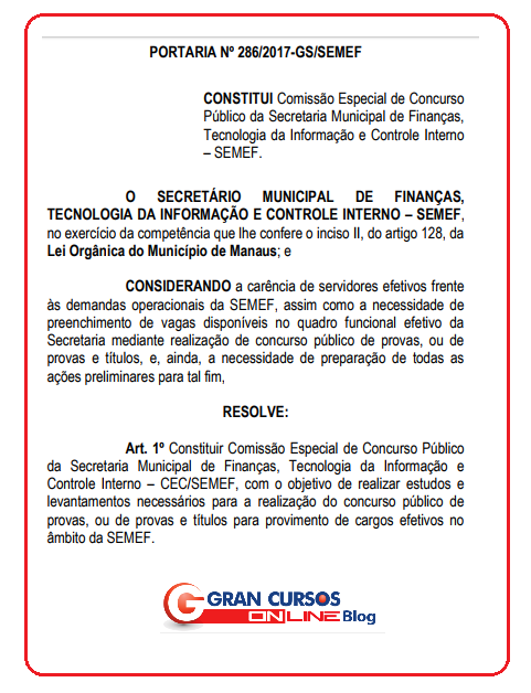 Concurso ISS Manaus deverá ter edital publicado ainda em 2018.