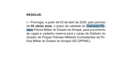 concurso pm ap soldado - prorrogacao validade