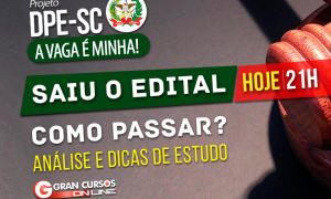 DPE SC: como passar? Entenda TUDO o que você precisa saber sobre o concurso, nesta quarta (22), às 21h!