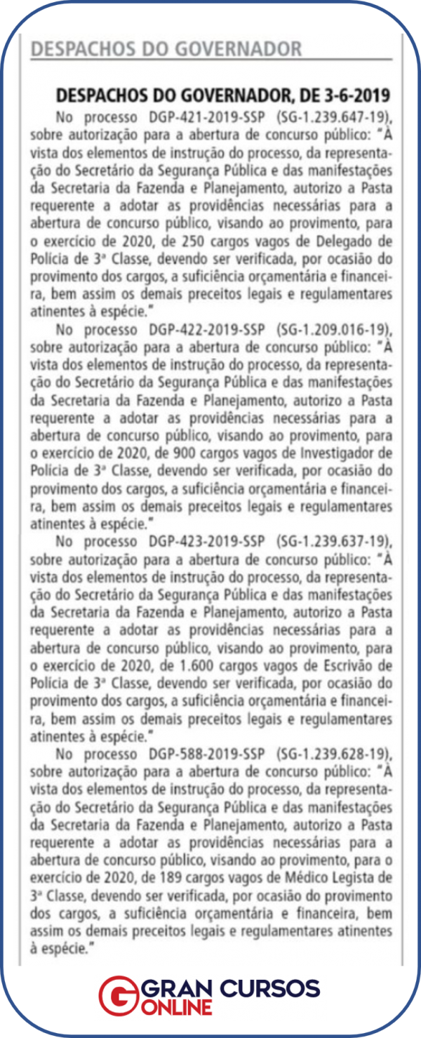 Edital Polícia Civil SP: Governo Autoriza 2.939 Vagas Para 2020!