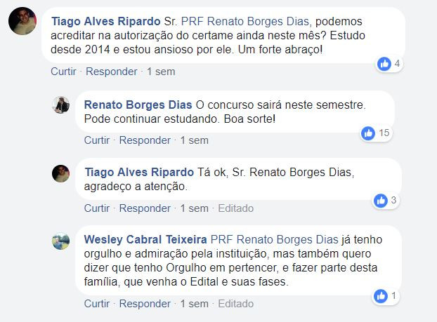 Diretor-geral da PRF afirma que edital do concurso PRF saíra neste semestre.