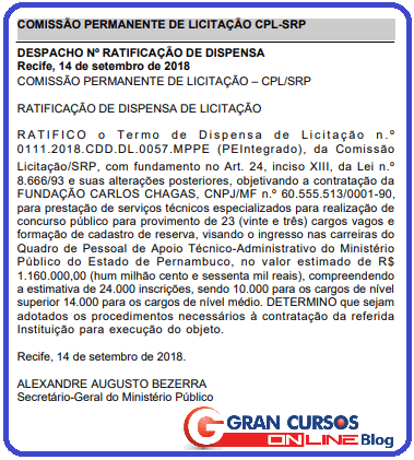 Escolha da banca do Concurso MP PE.