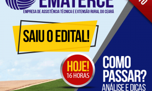 Concurso EMATERCE: como passar? Confira a análise do edital, HOJE (23), às 16h!