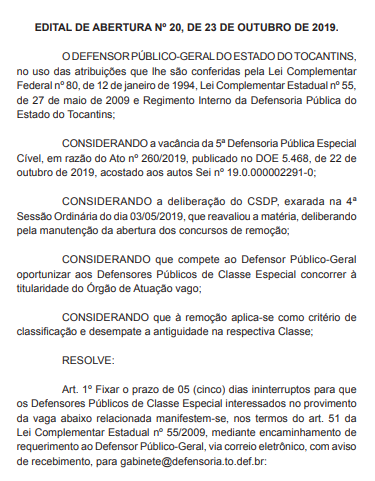 Concurso Defensor To: concurso de remoção!
