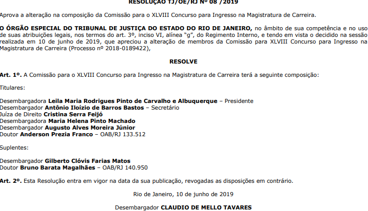 Concurso TJ RJ Juiz: critérios para avaliação de títulos
