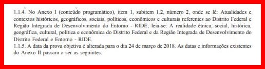 Concurso Sedest DF: retificação do conteúdo programático