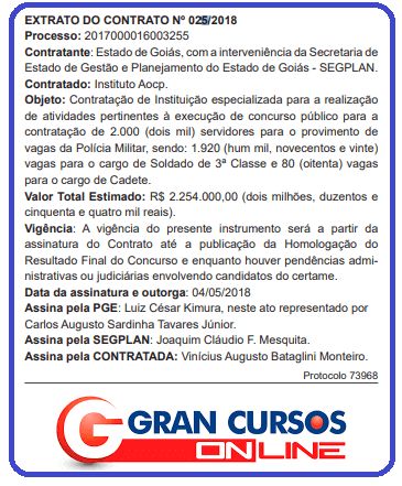 Concurso PM GO confirma organizador!