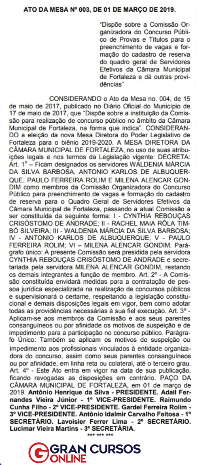 Concurso Câmara de Fortaleza