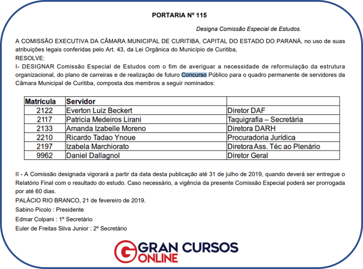 Concurso Câmara Municipal de Curitiba