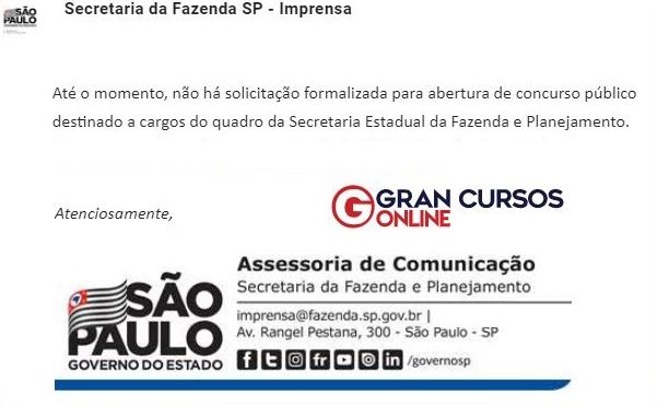 Concurso SEFAZ SP: órgão nega novo pedido.