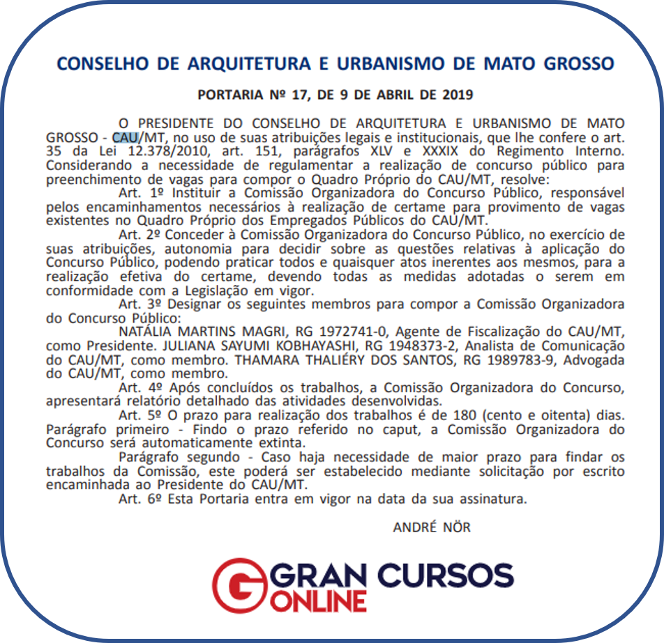 Concurso CAU MT