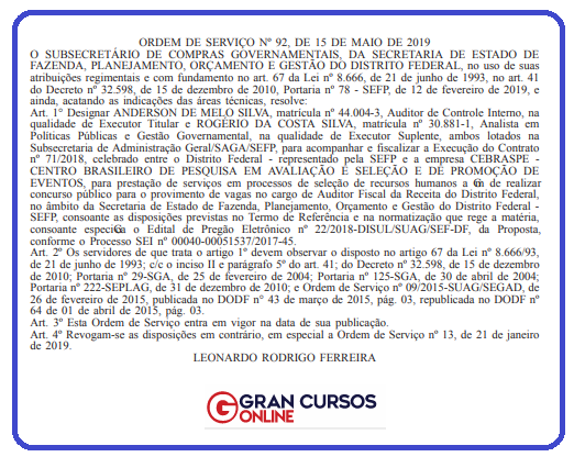 Concurso Sefaz DF: andamento do projeto