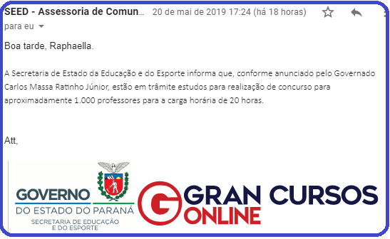 Concurso Educação PR: confirmação da assessoria