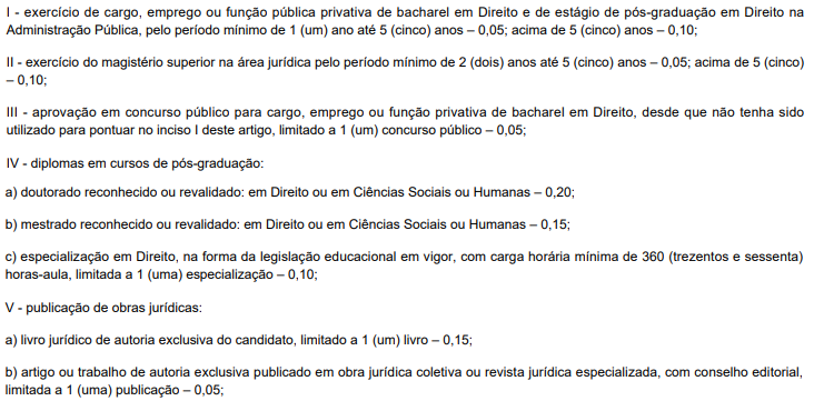critérios para pontuação na prova de títulos