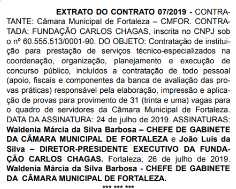 <strong>Câmara de Fortaleza:</strong> contrato assinado!
