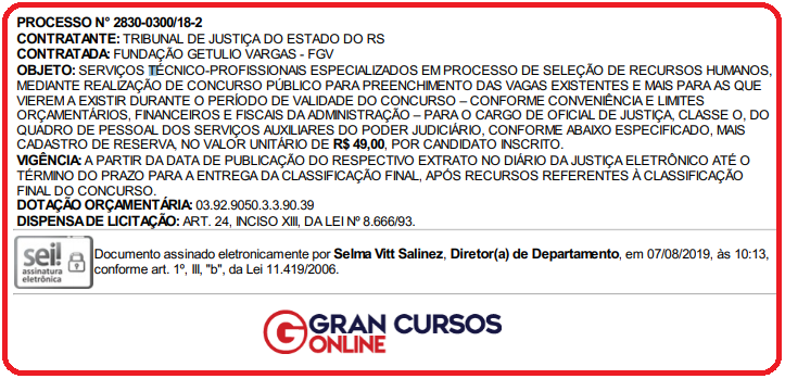 Banca contratada para o concurso TJ RS.