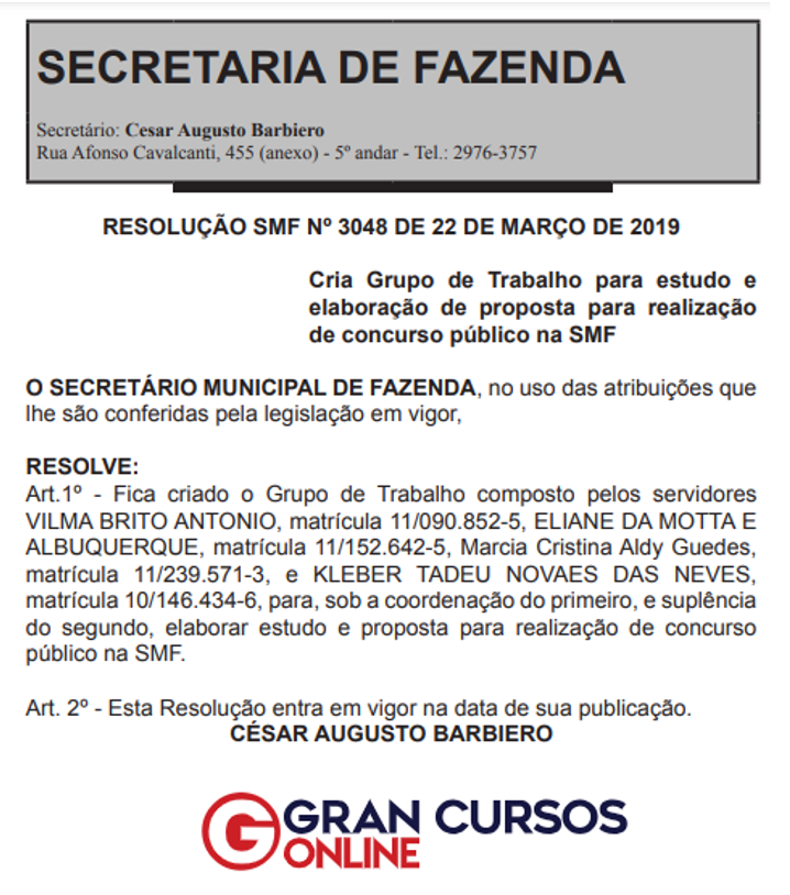 Concurso ISS RJ