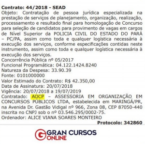 Concurso PC PA: banca contratada.