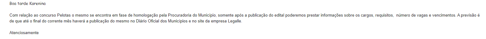 Concurso ISS Pelotas: Resposta da Assessoria