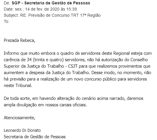 Concurso TRT ES: quantitativo de cargos vagos!