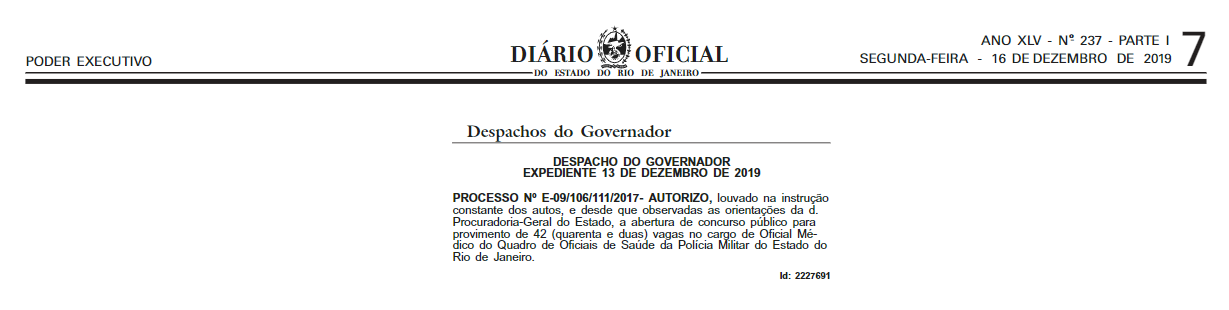 concurso PMERJ Saúde: Autorizado!