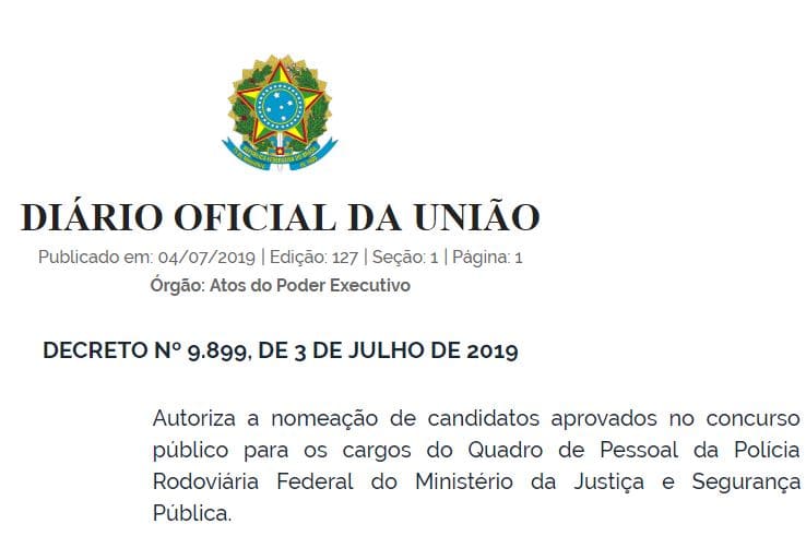 concurso prf - decreto de convocacao excedentes