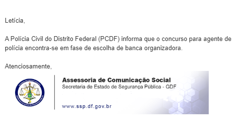 Concurso PCDF Agente: banca em definição!