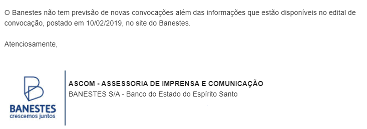 Concurso Banestes: resposta ASCOM!