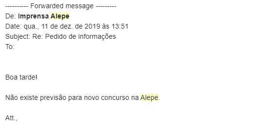 Concurso ALEPE: resposta da Assessoria!