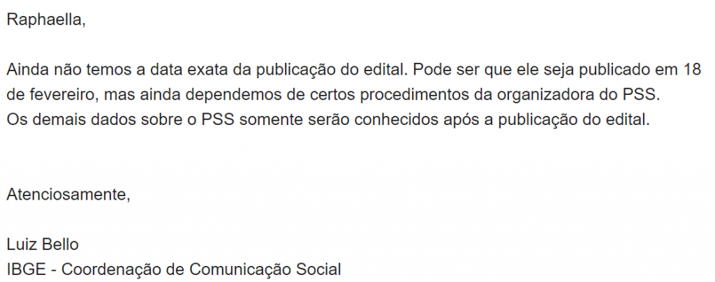 Concurso IBGE: Resposta quanto a possível data do certame