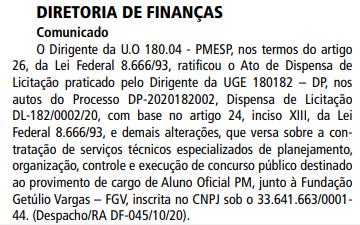 Concurso PM SP Oficial: Banca definida