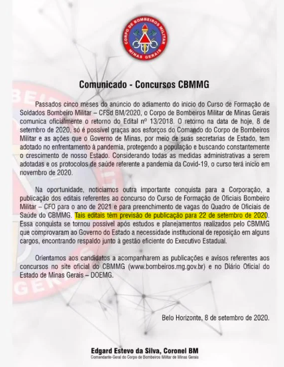 concurso cbm mg - publicacao dos editais