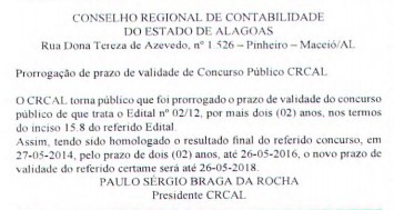 concurso crc al - validade ate 2018