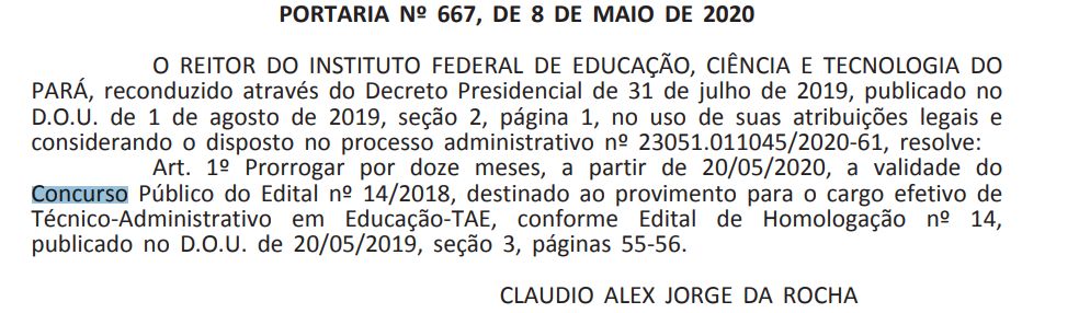 Concurso IFPA: prorrogado!