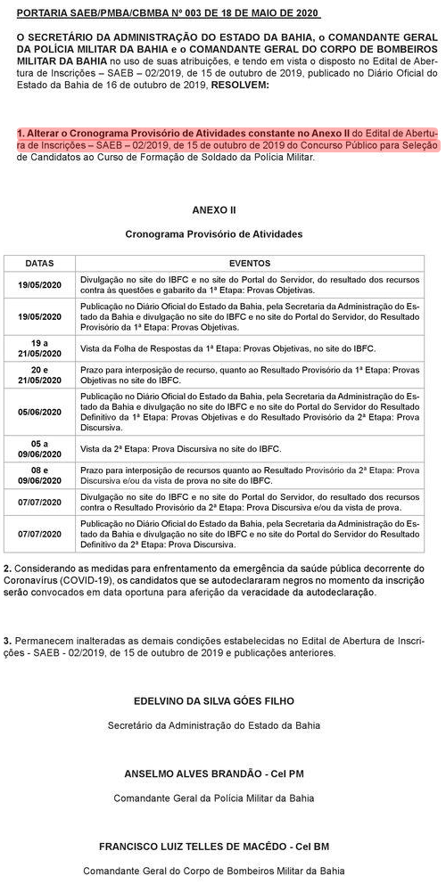 Concurso da Polícia Militar da Bahia PM BA Edital Publicado 124320