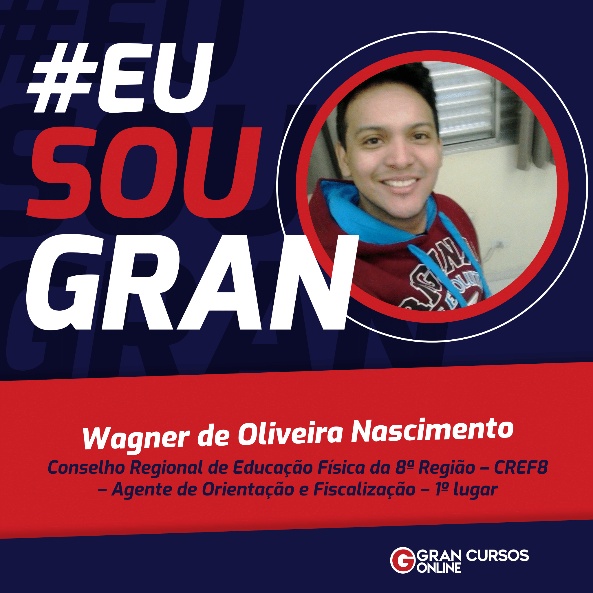 Wagner de Oliveira foi aprovado em 1º lugar no concurso CREF8