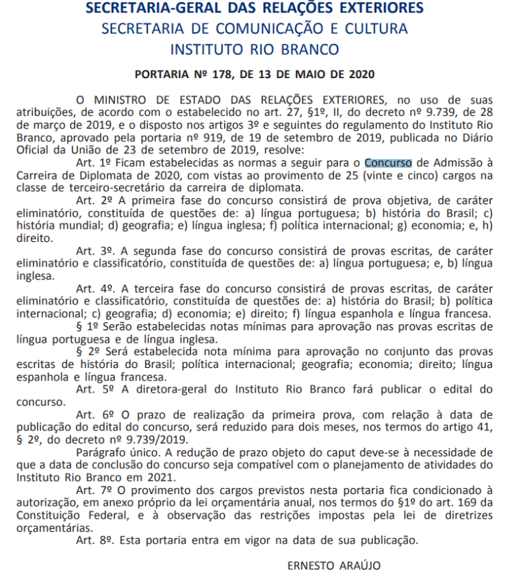 Concurso Diplomata 2020