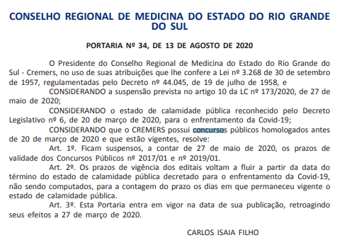 Concursos RS: prazos de validade dos editais são retomados