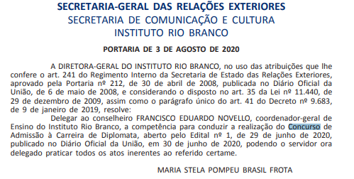 Concurso Diplomata 2020