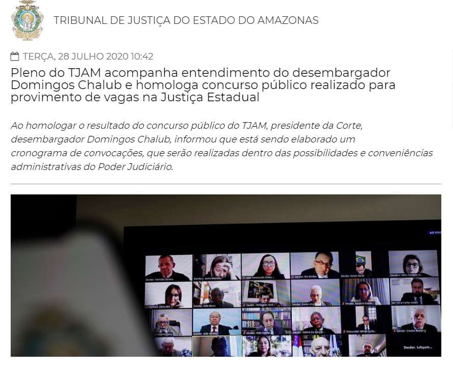 concurso tj am - pleno faz homologacao do certame