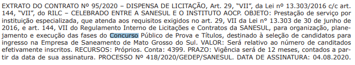 Concurso Sanesul: Banca Definida