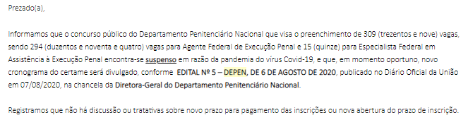 Concurso DEPEN: resposta Assessoria (10/09)